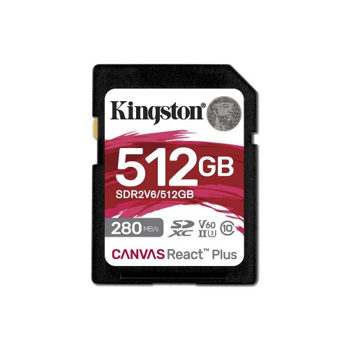 Карта пам'яті SDXC (UHS-II U3) Kingston Canvas React Plus 512Gb class 10 V60 (R280MB/s, W150MB/s)