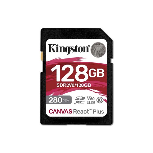 Карта пам'яті SDXC (UHS-II U3) Kingston Canvas React Plus 128Gb class 10 V60 (R280MB/s, W150MB/s)