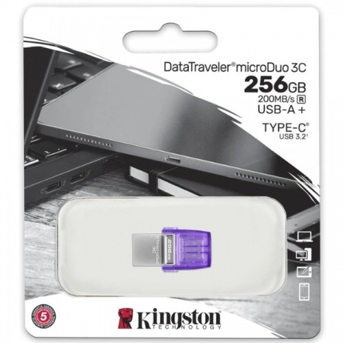 Флеш-накопичувач Kingston USB 3.2 DT microDuo 3C 256GB (Type-A/Type-C) (200Mb/s)