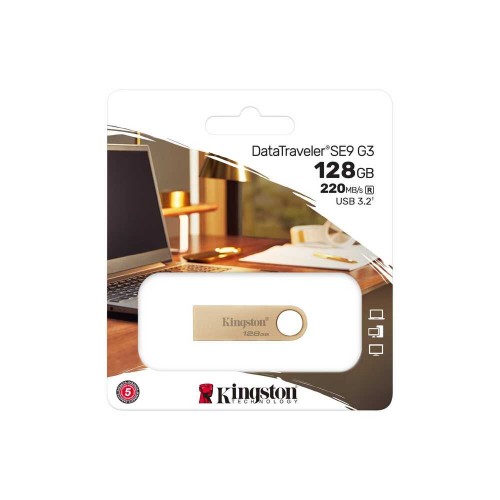 Флеш-накопичувач Kingston USB 3.2 SE9 G3 128GB 220MB/s Metal/Gold