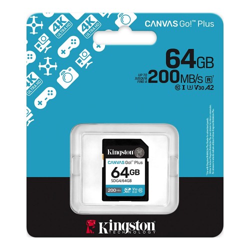 Карта пам'яті SDXC (UHS-1 U3) Kingston Canvas Go! Plus 64Gb class 10 A2 V30 (R200MB/s)