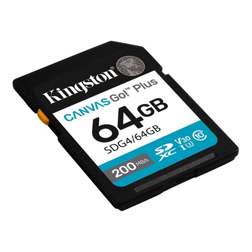 Карта пам'яті SDXC (UHS-1 U3) Kingston Canvas Go! Plus 64Gb class 10 A2 V30 (R200MB/s)
