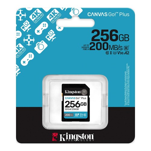 Карта пам'яті SDXC (UHS-1 U3) Kingston Canvas Go! Plus 256Gb class 10 A2 V30 (R200MB/s, W160MB/s)