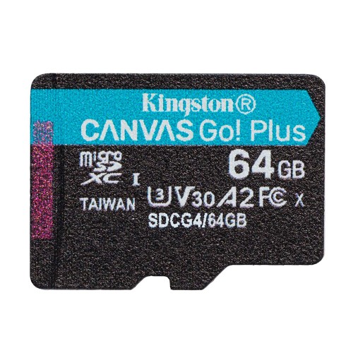 Карта пам'яті microSDXC (UHS-1 U3) Kingston Canvas Go! Plus 64Gb class 10 A2 V30 (R200MB/s)