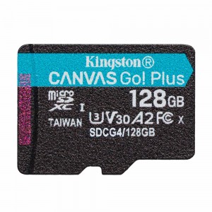 Карта пам'яті microSDXC (UHS-1 U3) Kingston Canvas Go! Plus 128Gb class 10 A2 V30 (R200MB/s)