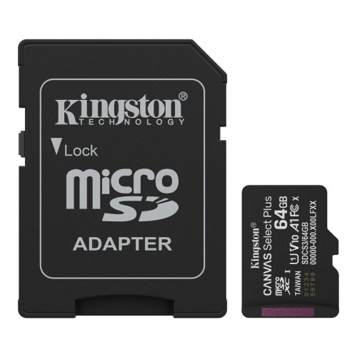 Карта пам'яті microSDXC (UHS-1) Kingston Canvas Select Plus Gen3 64Gb class 10 А1 (R-100MB/s) (adapter SD)