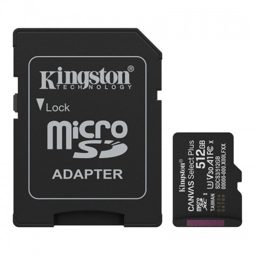 Карта пам'яті microSDXC (UHS-1 U3) Kingston Canvas Select Plus Gen3 512Gb class 10 А1 V30 (R-150MB/s) (adapter SD)