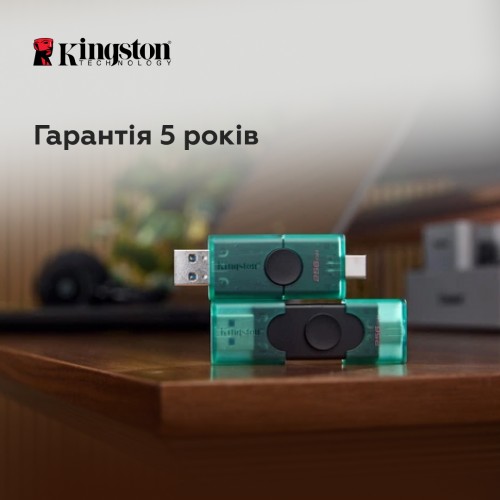 Флеш-накопичувач Kingston 128GB DataTraveler DuoG2 USB-A + USB-C 3.2 Gen1 Black/Green