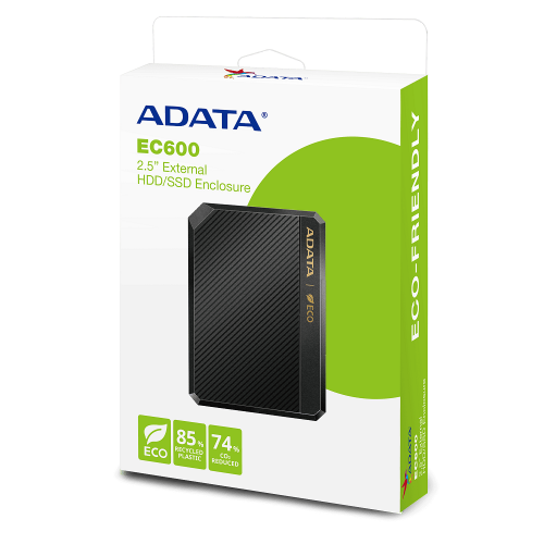 Зовнішня кишеня для накопичувача A-DATA EC600 для 2.5'' HDD/SSD USB3.2 Gen2 Black