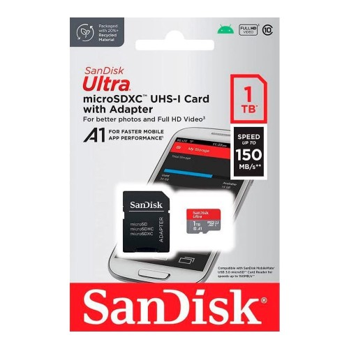 Карта пам'яті microSDXC (UHS-1) SanDisk Ultra A1 1TB class 10 (R150MB/s) (adapter SD)