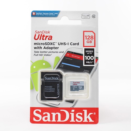 Карта пам'яті microSDXC (UHS-1) SanDisk Ultra 128Gb class 10 A1 (100Mb/s) (adapter SD)