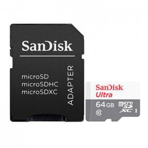 Карта пам'яті microSDXC (UHS-1) SanDisk Ultra 64Gb class 10 A1 (100Mb/s) (adapter SD)