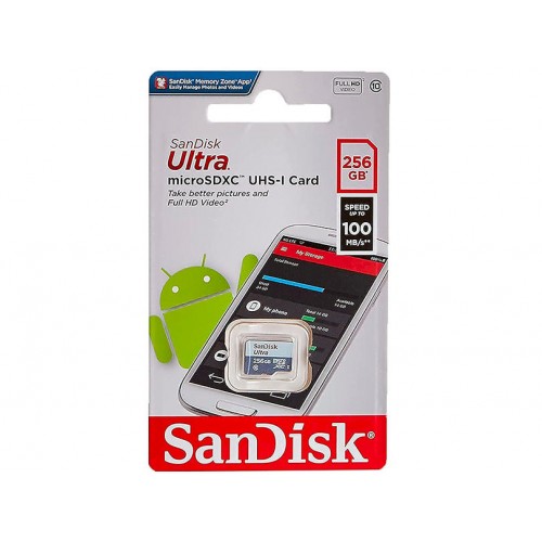 Карта пам'яті microSDXC (UHS-1) SanDisk Ultra 256Gb class 10 A1 (100Mb/s)