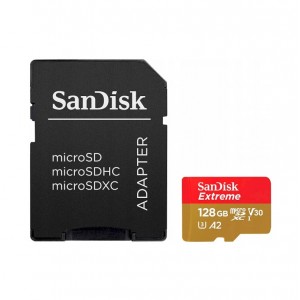 Карта пам'яті microSDXC (UHS-1 U3) SanDisk Extreme For Action Cams and Drones A2 128Gb class 10 V30 (R190MB/s,W90MB/s) (adapter)