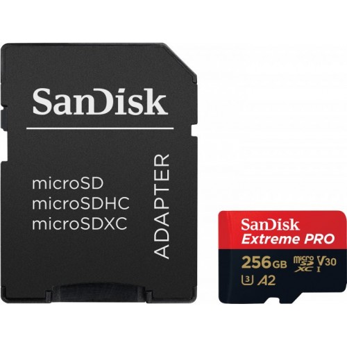 Карта пам'яті microSDXC (UHS-1 U3) SanDisk Extreme Pro A2 256Gb class 10 V30 (R200MB/s,W140MB/s) (adapter)