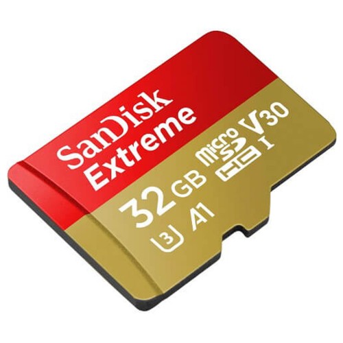 Карта пам'яті microSDHC (UHS-1 U3) SanDisk Extreme Action A1 32Gb class 10 V30 (R100MB/s, 667x) (adapter SD)