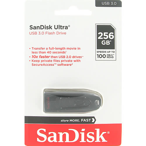 Флеш-накопичувач SanDisk USB 3.0 Ultra 256Gb (130Mb/s) Black