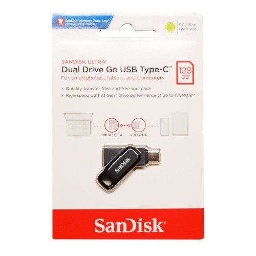 Флеш-накопичувач SanDisk USB 3.1 Ultra Dual Go Type-C 128Gb (150 Mb/s)