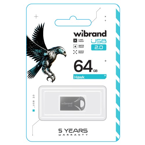 Флеш-накопичувач Wibrand USB 2.0 Hawk 64Gb Silver