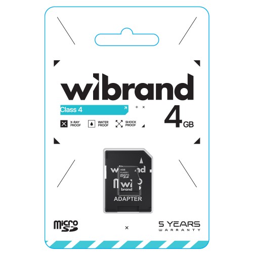 Карта пам'яті microSDHC Wibrand 4Gb class 4 (adapter SD)