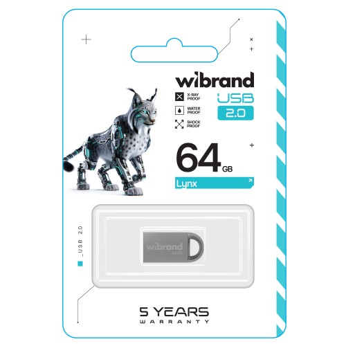 Флеш-накопичувач Wibrand USB 2.0 Lynx 64Gb Silver