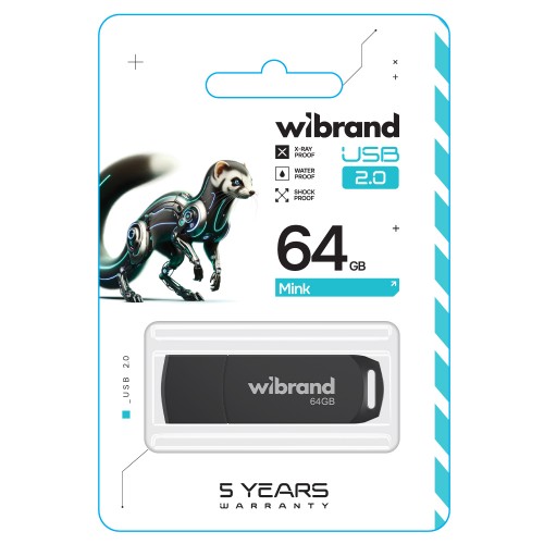 Флеш-накопичувач Wibrand USB 2.0 Mink 64Gb Black