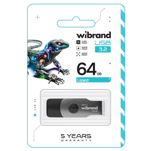 Флеш-накопичувач Wibrand USB 3.2 Gen1 Lizard 64GB Black