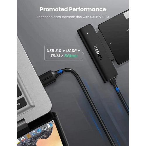 Зовнішня кишеня для накопичувача UGREEN CM321 USB-A to 2.5-Inch SATA Converter 50cm (UGR-70609)