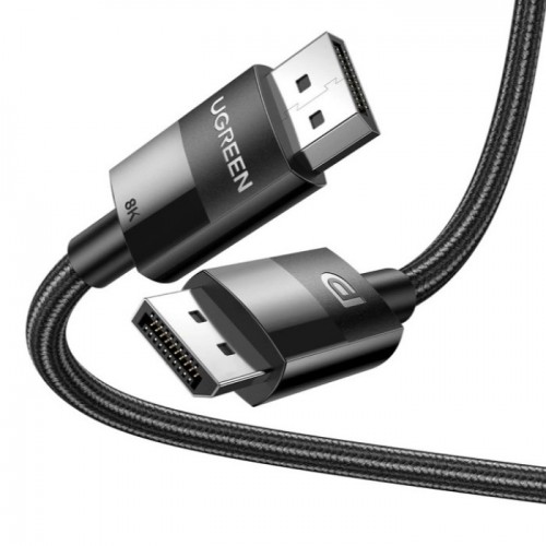 Кабель UGREEN DP114 DP 1.4 Male to Male, пластиковый корпус, в оплетке, 2 м (UGR-80392)