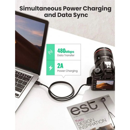 Кабель UGREEN USB 2.0 A Male to Mini 5 Pin Male Cable 0.5m (Black)