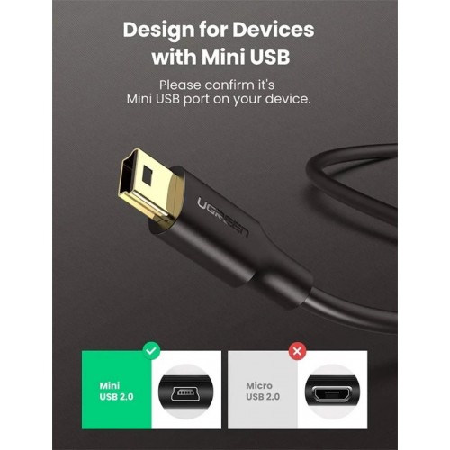Кабель UGREEN USB 2.0 A Male to Mini 5 Pin Male Cable 1.5m (Black)
