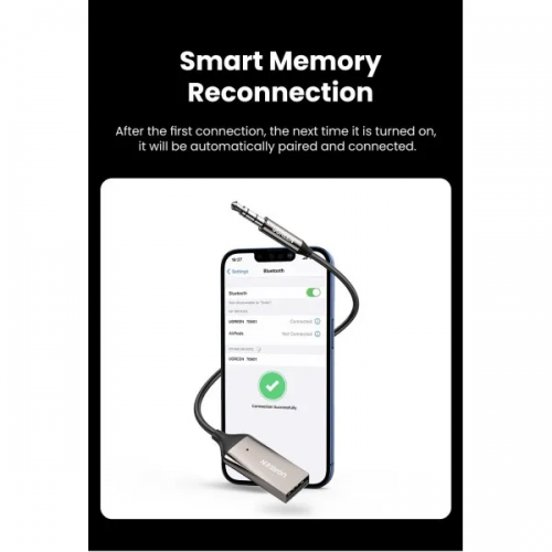 Bluetooth-ресивер UGREEN CM309 Bluetooth Car Receiver Aux with Mic Space Gray