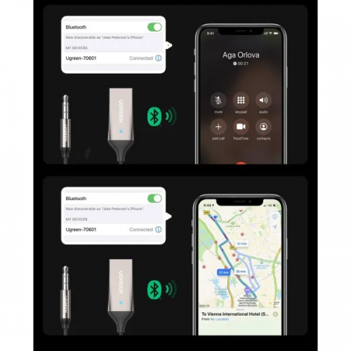 Bluetooth-ресивер UGREEN CM309 Bluetooth Car Receiver Aux with Mic Space Gray