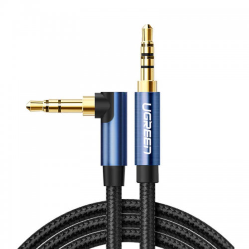 Аудіокабель UGREEN 3.5mm Male to 3.5mm Male Cable Gold Plated Metal Case with Braid 1m (Blue Black)