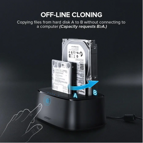 Док-станція UGREEN CM198 USB 3.0 to SATA Dual-Bay Hard Drive Duplicator/Cloner EU (UGR-50857)
