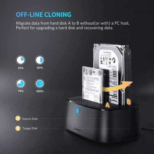 Док-станція UGREEN CM198 USB 3.0 to SATA Dual-Bay Hard Drive Duplicator/Cloner EU (UGR-50857)