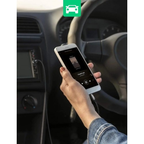 Аудиокабель UGREEN AV112 3,5 мм штекер – 3,5 мм штекер, позолоченный, металлический корпус с оплёткой, 1 м (чёрный) (UGR-50361)