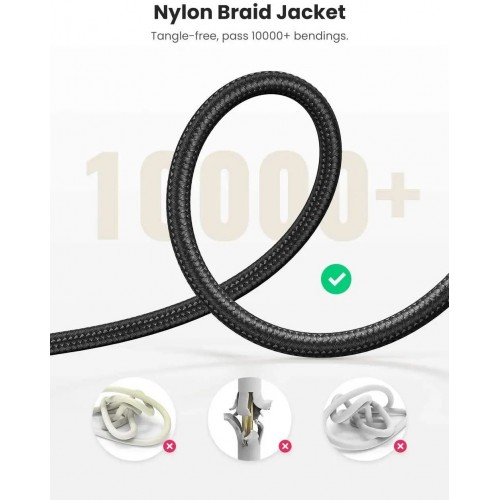 Аудиокабель UGREEN AV112 3,5 мм штекер – 3,5 мм штекер, позолоченный, металлический корпус с оплёткой, 1 м (чёрный) (UGR-50361)