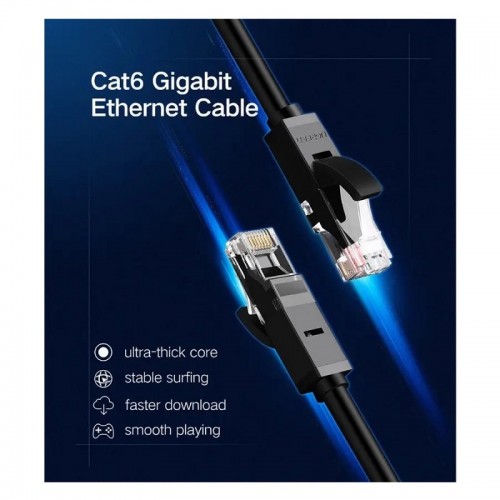 Мережевий кабель UGREEN NW102 Cat 6 U/UTP Lan Flat Cable 5m (Black)(UGR-50176)