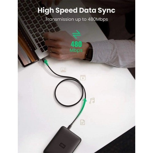 Кабель UGREEN USB 2.0 A Male to Mini 5 Pin Male Cable 3m (Black)