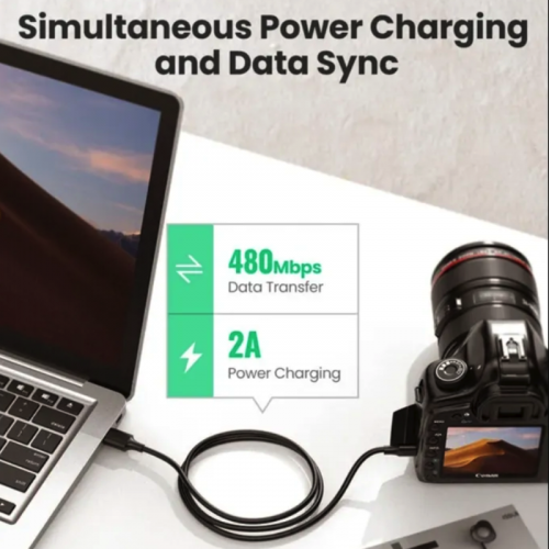 Переходник UGREEN US132 USB 2.0 A Male to Mini 5 Pin Male Cable 1 м (черный) (UGR-10355)