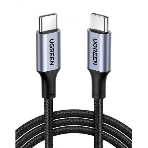 Кабель UGREEN US316 USB-C — USB-C 2.0 100W, алюминиевый корпус с оплёткой, 1,5 м (Space Gray) (UGR-70428)
