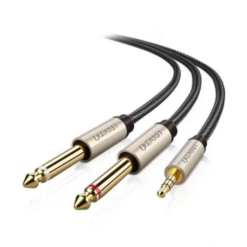 Аудіокабель UGREEN AV126 3.5mm TRS to Dual 6.35mm TS Audio Cable 2m (Gray)(UGR-10615)