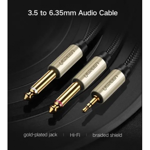 Аудіокабель UGREEN AV126 3.5mm TRS to Dual 6.35mm TS Audio Cable 2m (Gray)(UGR-10615)