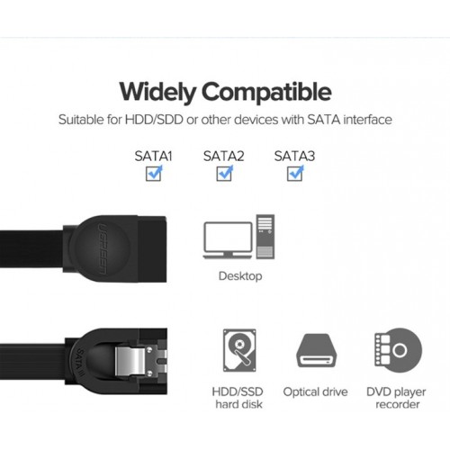 Кабель UGREEN US217 SATA 3 для передачи данных 0,5 м (чёрный) (UGR-30796)