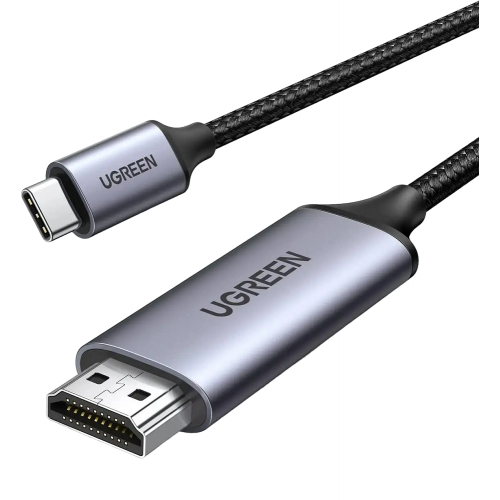 Кабель UGREEN MM142 USB-C — HDMI, штекер-штекер, алюминиевый корпус, 1,5 м (серо-чёрный) (UGR-50570)