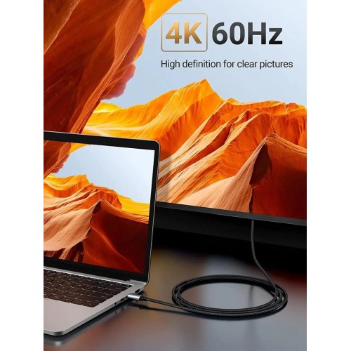 Кабель UGREEN MM142 USB-C — HDMI, штекер-штекер, алюминиевый корпус, 1,5 м (серо-чёрный) (UGR-50570)