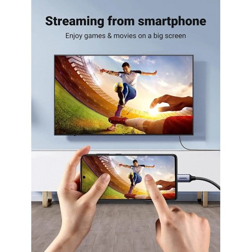 Кабель UGREEN MM142 USB-C — HDMI, штекер-штекер, алюминиевый корпус, 1,5 м (серо-чёрный) (UGR-50570)