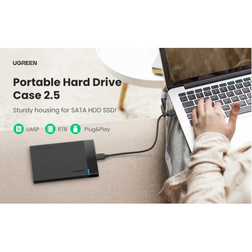 Зовнішня кишеня для накопичувача UGREEN US221 2.5 Inch Hard Drive Box (UGR-30848)