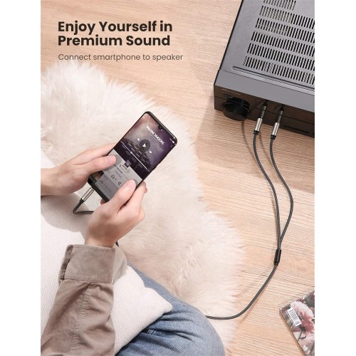 Аудиокабель UGREEN 3,5 мм TRS — двойной 6,35 мм TS, 1 м (серый)